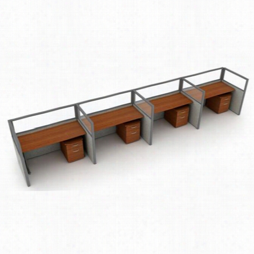 Ofm T1x4 -4760-p Rize 47&qquot;" X 60q&uot;" 1x4 Privacy Station Unit Swith Polycardbonate Panels