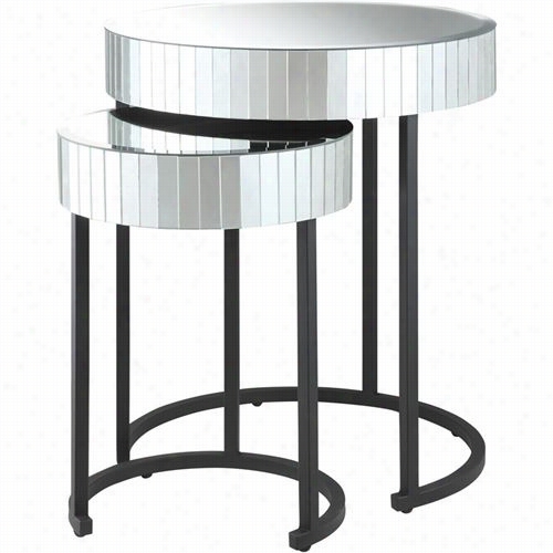 Osp Designs Kry192-a Krystal 2 Piece Round Mirror Nesting Tables