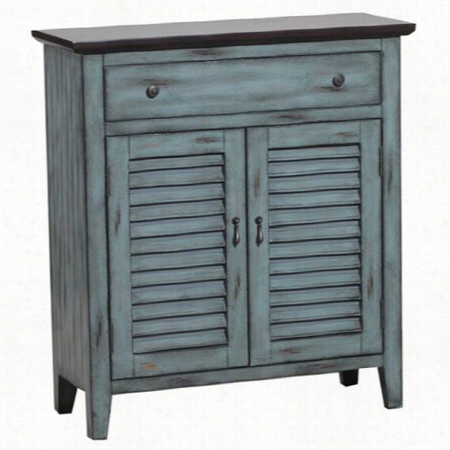 Powell Furnitjre 14a2046 Two Tone Shutter Door Cabi Net In Distrressd Blue An Dbroown