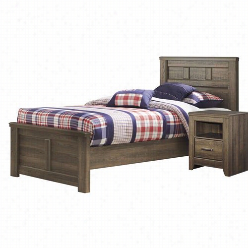 Signature Design By  Ashley B251-52-251-53-b351-83b-251-91 Juararo Doubled Paenl Bed With  One  Drawer Nightstand