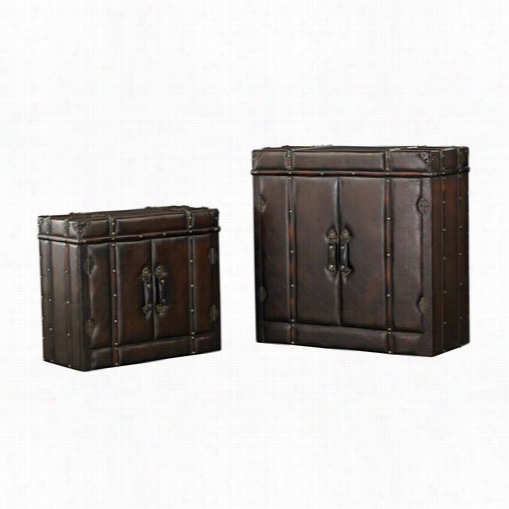 Sterling Industries 170-005-s2 Travelers Cabinet In Dark Tan - Set Of 2