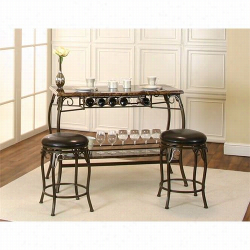 Sunset Trading Cr-y2798-75 Chloe Bar Attending Built-in Wi Ne Rack And Two Stools In Matte Bronze