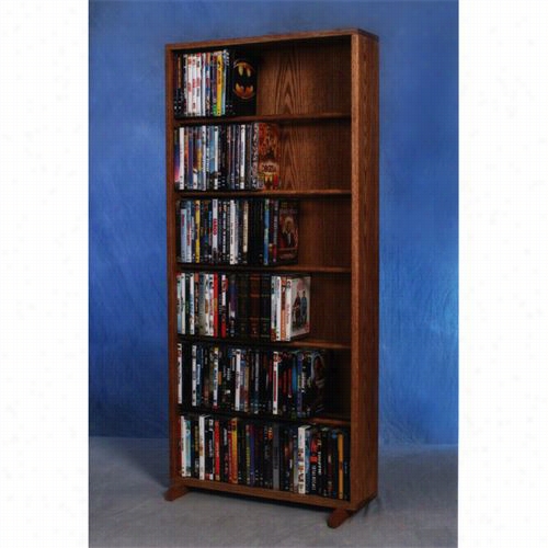 The Wod Shed 615-24combo Solid Oak 6 Row Dowel Cd/dvd Cabinet Tower