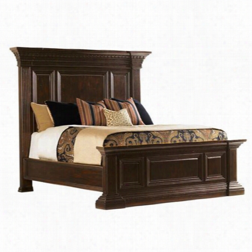 Tommy Bahama 548-145c Island Traditions Sutton Place Pediment Sovereign Bed In Dark Brown/windsor