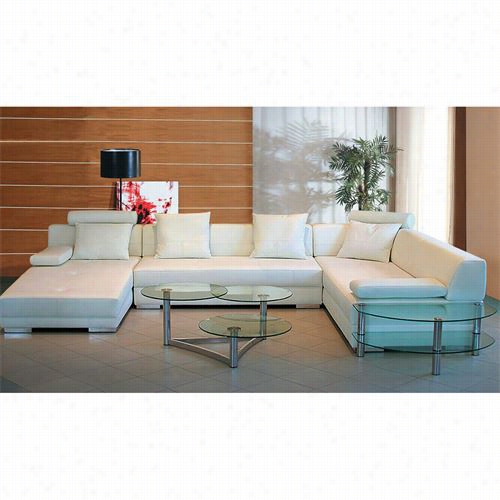 Vig Furnituure Vgev3334-bl-wht Divani Casa Modern Bonded Leather Partial Sofa In Wihte