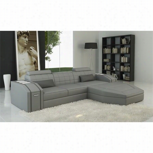 Vig Appendages Vgev5038b Divani Casa Modern Bonded Leather Sectional Sofa In Grey