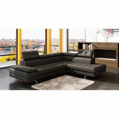 Vig Furniture Vgve5057 Divani Casa  Modern Bonded Leather Sectional Sofa In Dark Grey