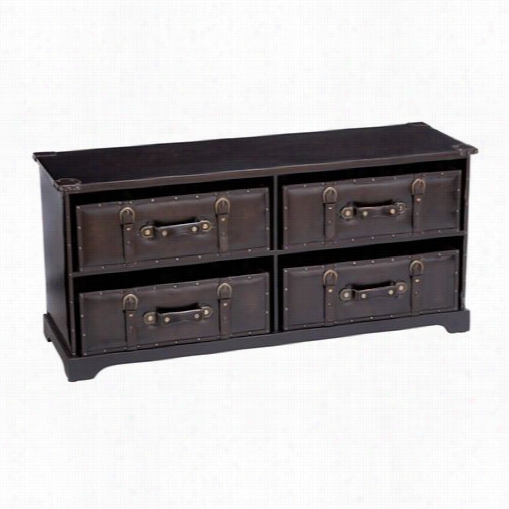 Woodlan Dimports 66859 Wood Leather Cabinet With Rectangle Top