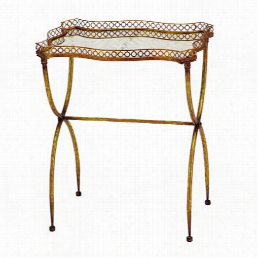 Woodland Imports 93752 Metal Tea Table In Deep Golden Sade And Versatike Style