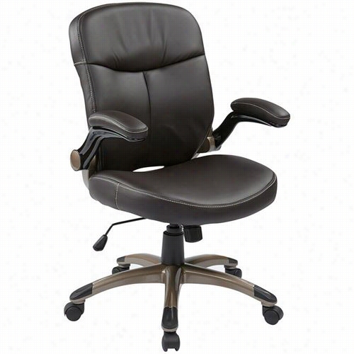 Worksmart Ech378 Executtive Mid Back Eco Leather Chair With Adjustable Padded Flip Arms