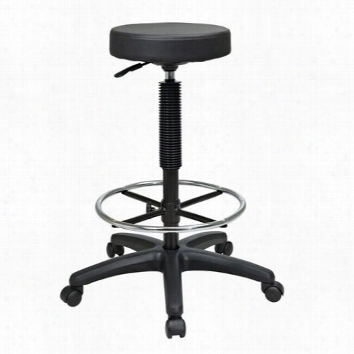 Worksmart St217 Pneumatic Drafting Chair Backless Stool With Nylon Base And Adjustable Foot Ring