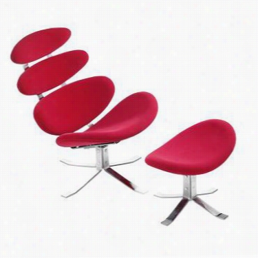 Zuo 500006 Petal Lohng E Chair In Red With Ottoman