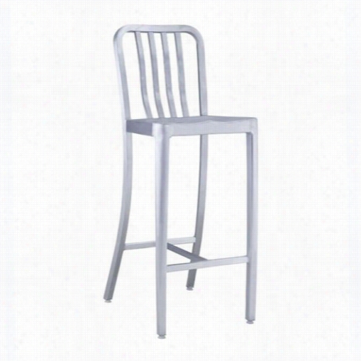 Zuo 701199 Gastro Bar Chair In Brushed Aluminum