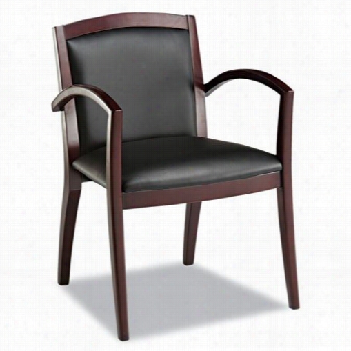 Alera Alerl43bls10m Reception Lounge Series Guest Chair In Mahogany/blaack Leather