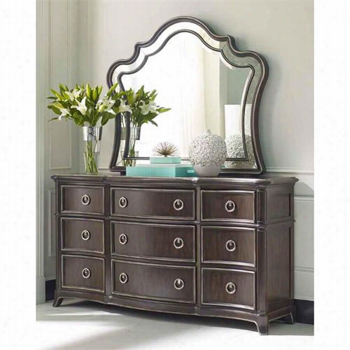 American Drew 409-020-409-130 Belladonna Landscape Mirror And Drawer Dresser In Deep Umber