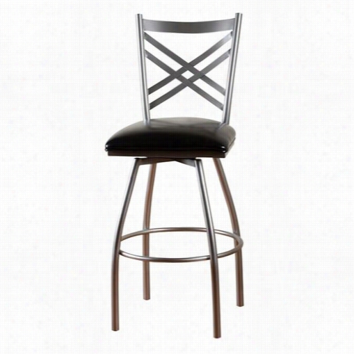 American Heritage 124758si-l50 Alexander 39&quro;" Bar Stool In Silvre With High Gloss Blackk Bonded Leather