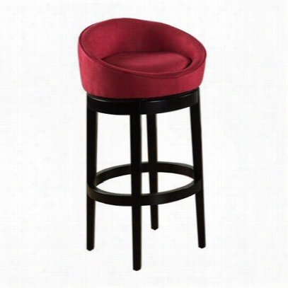 Armen Living Lcigbamfre26 Igloo Red Micro Fibrr 26"" Swivel Barstool In Ebony