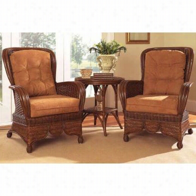 Boca Rattan 32017 Moroccan Wing Chairman In Urban Mahogany With Cushion