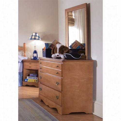 Carolia Furniture 155300-156300 Common Sense 3 Drawer Single Dresser With 24"" X 30"" Landscape Mirror In Salem Maple