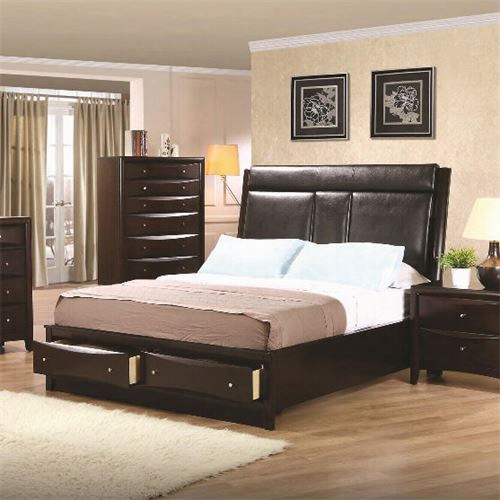 Coaster Furntiure 200419ke Phoenix King Upholstered Storage Platform Bed In Cappuccino