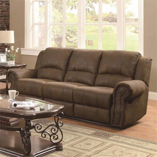 Coaster Furniture 650151 Sir Ralinson Traditional Reclining Soaf In Brown With Nailhead Studs