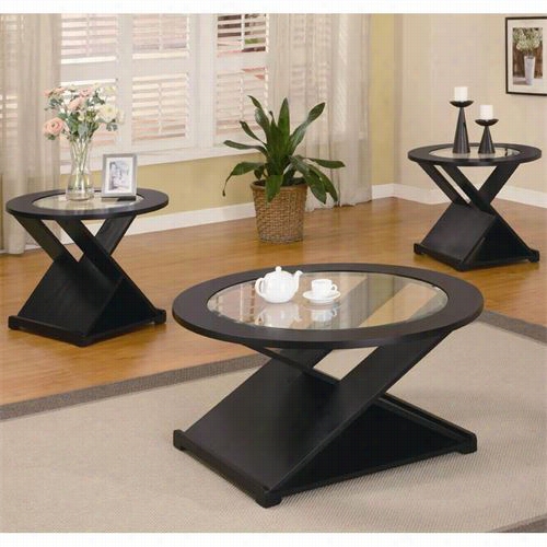 Coaster Furniture 701501 Contemporary 3 Pieces Round Occasi Onal Table Set In Black