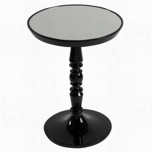 Cooper Classics 6306 Karey Side Table Glossy Bllack With Mirrored Glas Top