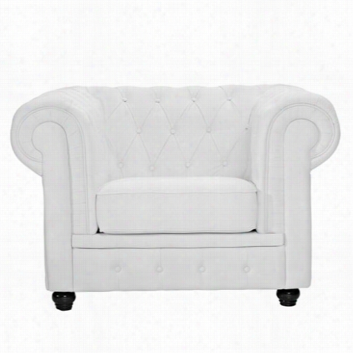 East End Imports Ei-699-whi Chesterfield Armchair In White Leather And Leathre Match