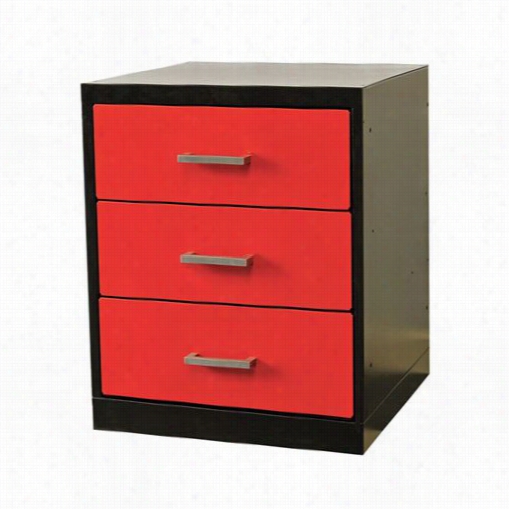 Hallowell  Fkwp8432-3d-br-ht 18""w X 24&qot;"d X 32""h 1-wide 3 Drawer All-ewlded Fortification Knnox Workbench Pedestal In Balck Person/red Doors