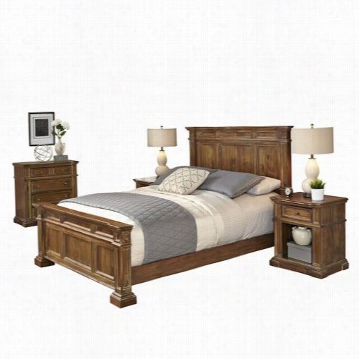 Home Styles 5900-6028 Americana Vitage Kingbed, To Night Sstands  And Chest In Distressed Natural Acacia