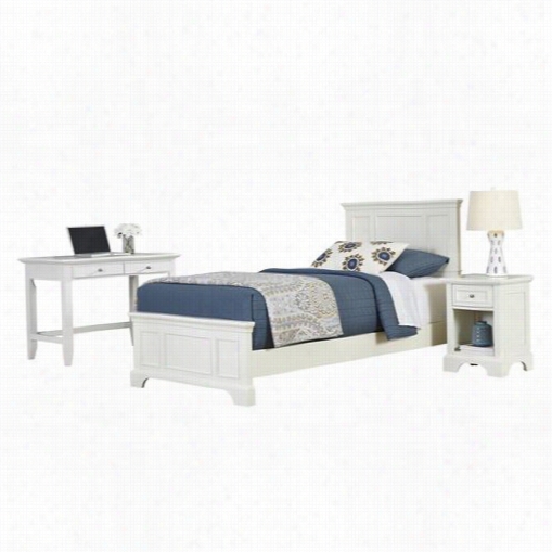 Home Styles 5530-4026 Naples  Twin Ed,  Night Stand And Student Desk In White