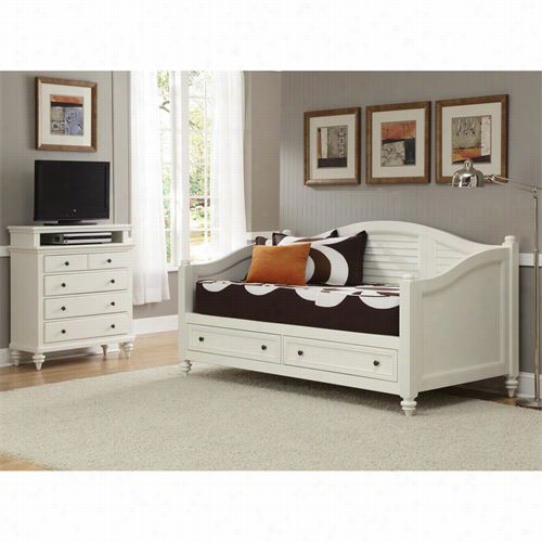 Home Styles 5543-85041 Bermuda Daybed And Tv Media Chest In Brushed White