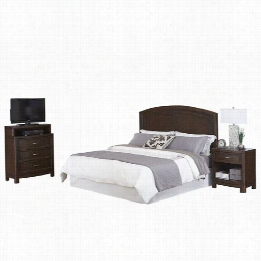 Homr Styles 5549-5017 Crescent Hill Queen Headboard, Inght Stand, And Medi Achhest In In Two-tone Tortoise Shell