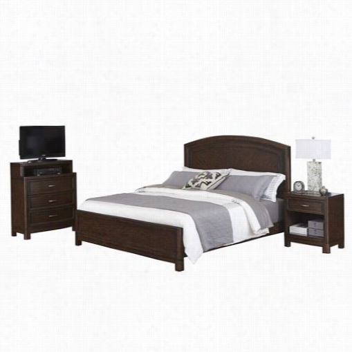 Home Styles 5549-5028 Crescent Hill Queen Bedd, Night Stand And Media Chest In Two-tone Tortoise Shell