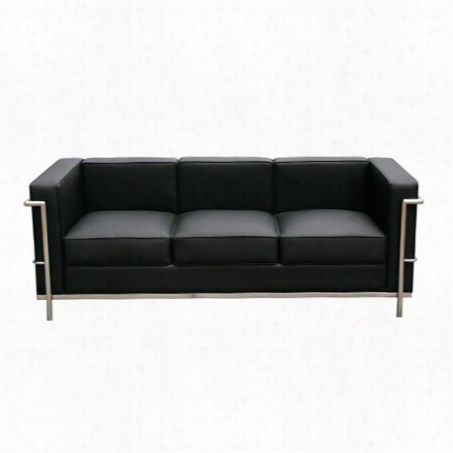 J&m Furniture 17655-s-bk Cour Italian Leather Sofa In Black