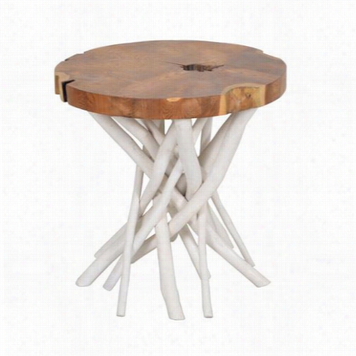 Jeffan Or-lr501-wh Liberte Round Side Table With Stick Base