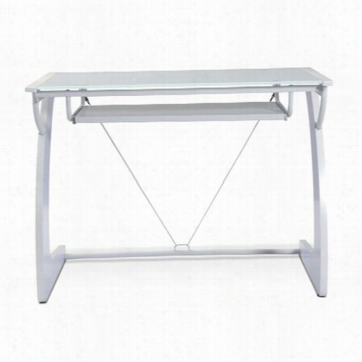 Jesper  Office 225-wh Tribeca Glass Wwriting Desk In White With Keyboard Tray