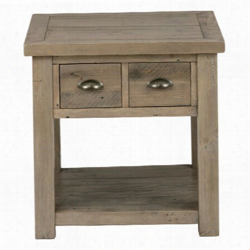 Jofran 940-3 Slater Mill Pine End Table With 2 Drawres And Shelf