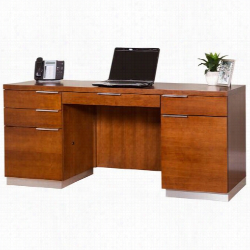 Kathy Ireland Home By Martih Mt720 Monterey Double Pedestal Executive Desk In Tasted Almond