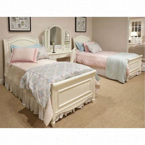 Legacy Classic Furniture 4910-4303k Wendy Bellissimo Twin Complete Sleigh Bed In Antique Linen White