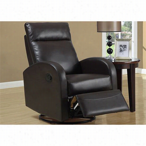 Mnorch Speciallties I0880br Bonded Leather Swivel Rkcker Recljner In Dark Brown