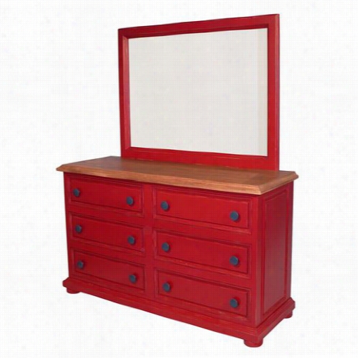 Newport Cottages Npc3120-3800-re-knb01 Taylor 6 Drawer Rdes Ser In Red With Matching Mirror