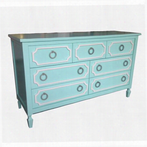 Newport Cttages Npc3290-mt-wh-knb10 Beverly 7 Drawer Dresser In Mint With Whie Trim