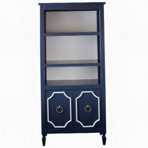 Newport Cottages Npc8600-db-wh-knb099 Beverly 2 Door Bookcase In Deep Blue Wiht White Accents