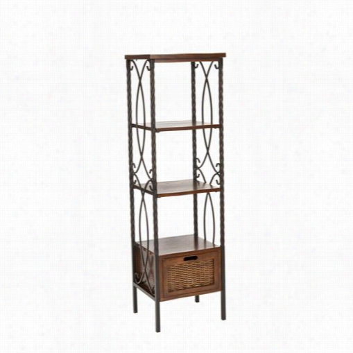 Safaviwh Amh6539a O1ivia Etagere In A Ntique Pewter/dark Walnut With Drawer