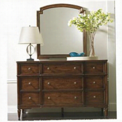 Stanley Furniture 264-13-05-264-13-31 Vintage Bedrom Dresser And Mirror In Medium Woodtone