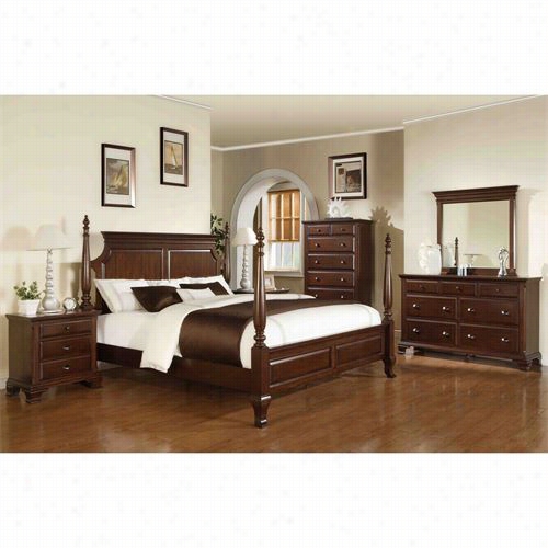 Sunset Trading Ss-cn600q- -bed-sett Cambridge 5 Piece Queen Poster Bedroom Set In Cherry