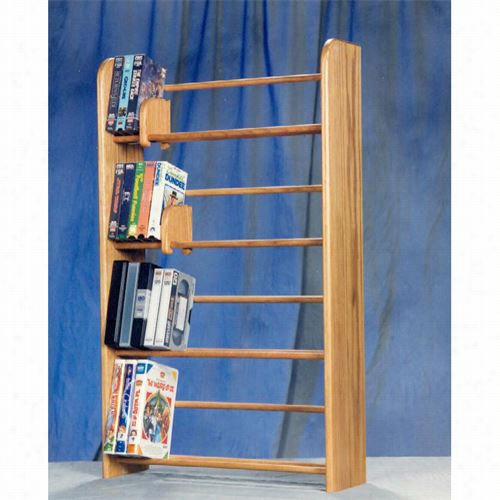 The Wood Shed 405 Solid Oak 4 Row Dowel Dvd/vhs Rack