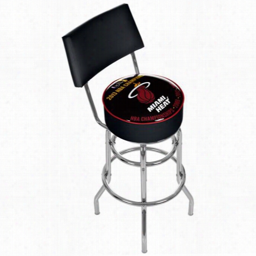 Trademark Home Nba1010-mh-2013 Miami Heat 2013 Nba Champions Swivel  Bar Stool With Back