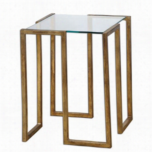 Uttermost 24368 Mirrin Accent Table In Antiqued Gold Leaf